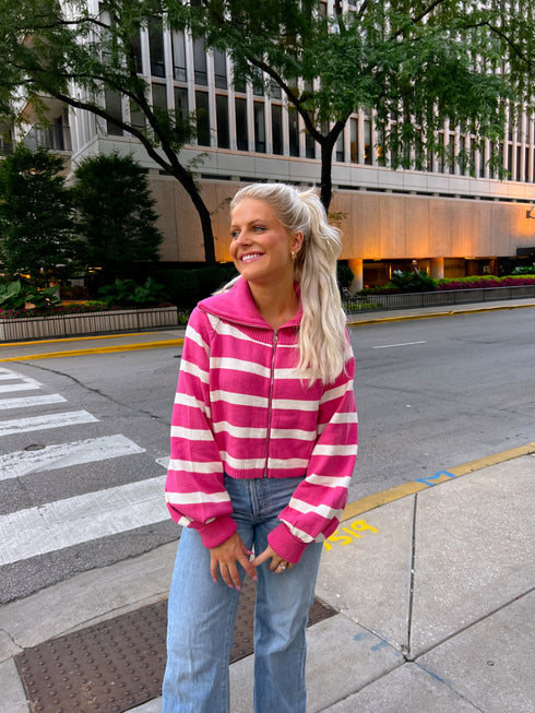 Boyish Babe Striped Pullover// Pink